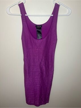 Bebe Purple w Slight Shimmer Bandage Bodycon Tank Dress